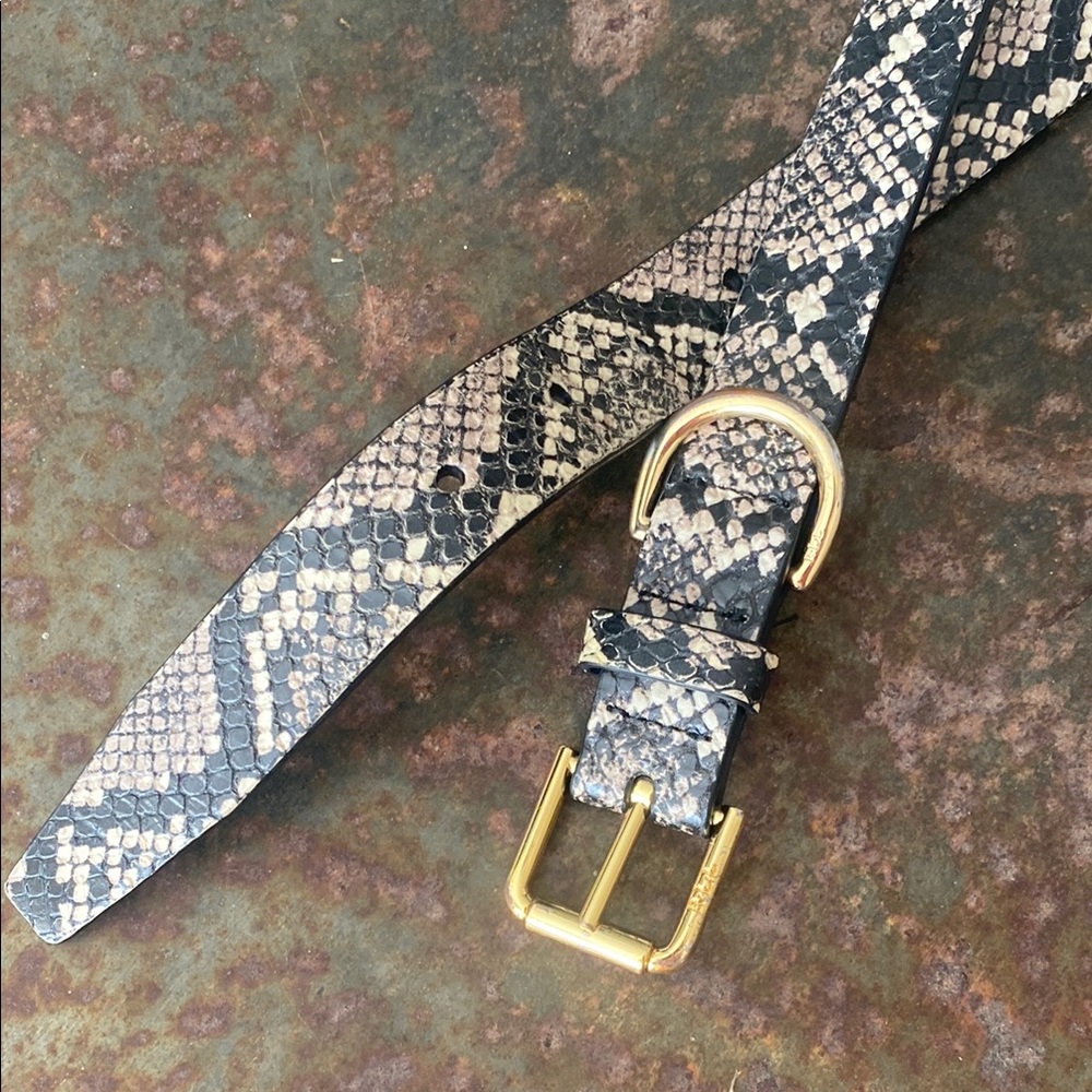 Lauren Ralph Lauren Snakeskin Pattern Belt with Gold Buckle. 412710974-001 S
